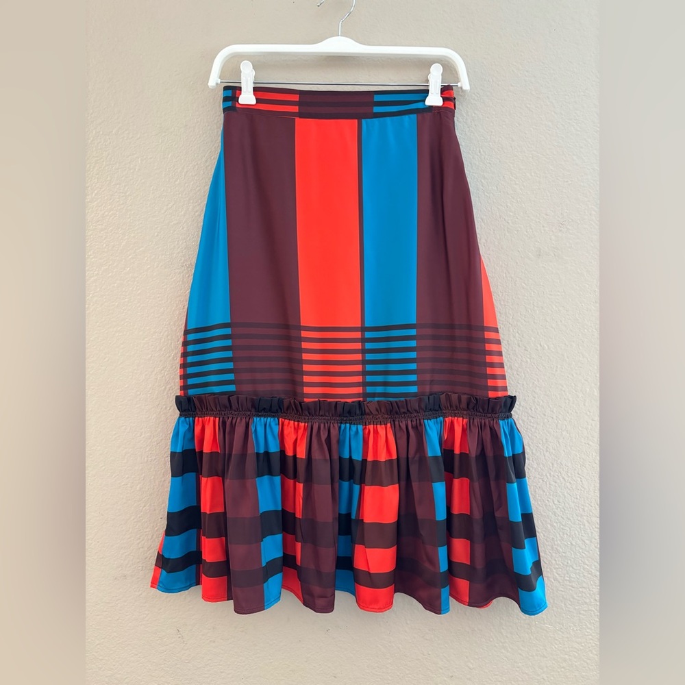 ANTHROPOLOGIE NWT Eva Franco Flounced Midi Ruffle Skirt Size 4P